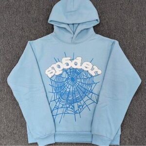 Sp5der light blue hoodie size large